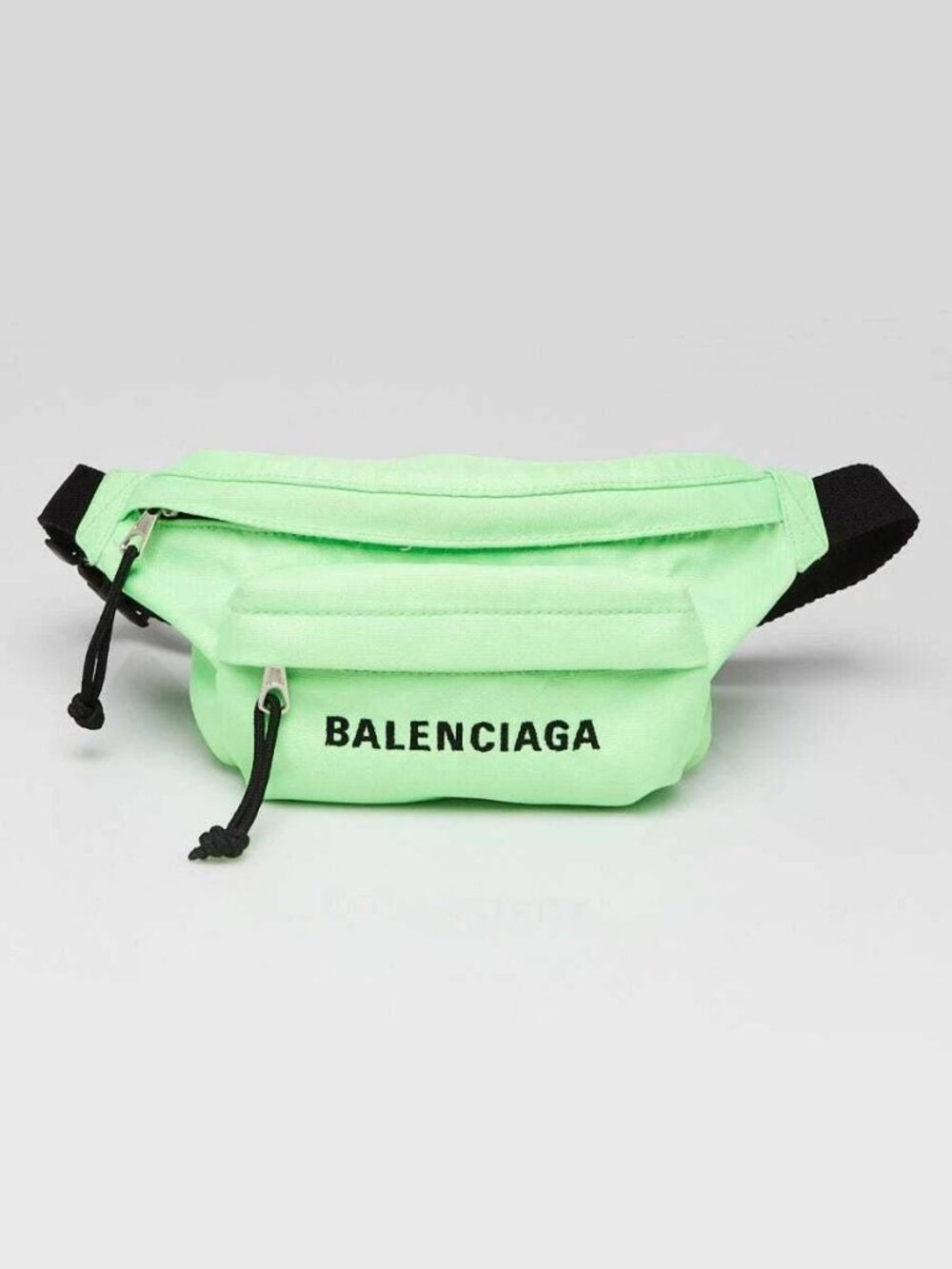 Balenciaga Verde Fluo Recycled Nylon Logo Embroidered Wheel Belt Bag - Picture 1 of 12